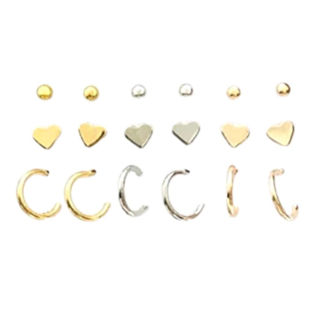 BellaStella Korean Stylish Heart Stud Hoop Earrings Set For Women and Girls Fashion Jewelry Collection Pack of 9 Pair (B0BRXZB9M8) Amazon Price History, Amazon Price Tracker