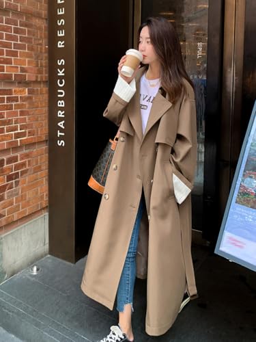 Korean Style Oversized Long Double-Breasted Trench Coats for Women Spring Fall Women’s Windbreaker Coat Outerwear4