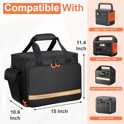 Portable Station Bag Compatible with Jackery Explorer 1000 V2/1000,with Plenty of Room for Accessories, Waterproof and Non-slip Bottom, and Abrasion-resistant Nylon Fabric