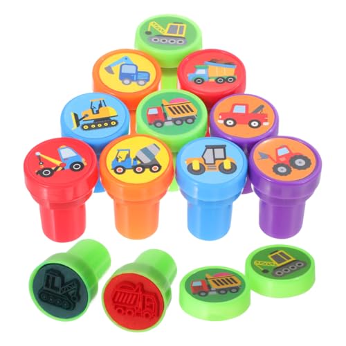 Alasum Tampons en Plastique pour Scrapbooking 20 Tampons Encreurs Véhicules de Chantier pour Garçon et Filles Motifs Camions de Construction Loisirs...