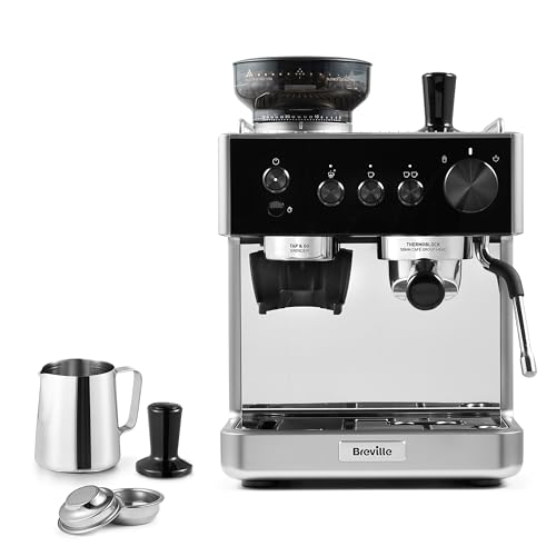 Breville Barista Classic Espresso Machine | Bean to Cup Coffee Maker with Integrated Coffee Grinder & Milk Frother | 15 Bar Italian Pump | Black & Silver [VCF186]