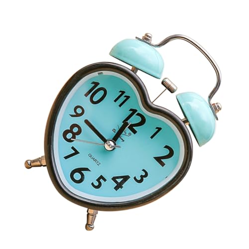 LOORGVEL ハート形リングベル目覚まし時計 夜光付き 卓上置き時計 学生向け クリエイティブデザイン 明瞭なアラーム音 イン ランダムカラー