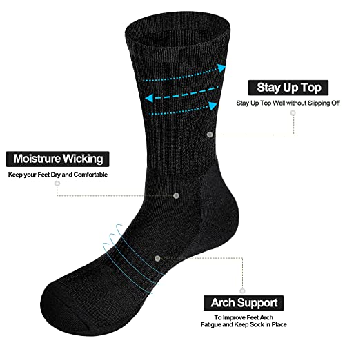 Men's Crew Socks Moisture Wicking Cushioned Training Athletic Socks For Men, Comfort Anti-Odor Work Sock, 5 Pairs2