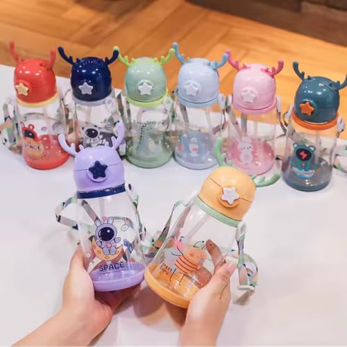 Garrafa Infantil Portátil com Desenho de Alce – Compacta e Divertida