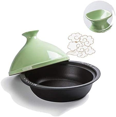 蓋付きキャセロール皿 24cm 大型調理用タジン、エナメル加工鋳鉄ベース