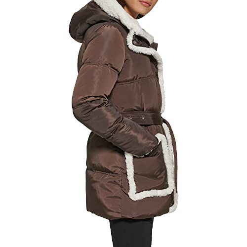 Kenneth Cole Women's Faux Sherpa Trim Hooded Puffer Coat3