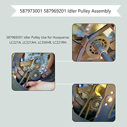 587973001 587969201 Idler Pulley Assembly Compatible With Husqvarna Craftsman Walk-Behind Lawn Mowers, For Lawn Mower Decks Idler Pulley Hu725Awd/Bbc, Hu725Awdhq, Lc221Rh Replaces Previous 581904001 #TOP3
