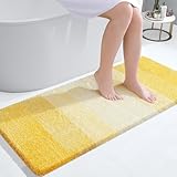 OLANLY Luxus-Badezimmerteppich, extra weiche und saugfähige Mikrofaser-Badteppiche, Rutschfester Plüsch, zotteliger Badteppich, Läufer, maschinenwaschbar, 119x61 cm, Gelb