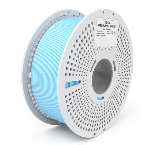 Image of 3IDEA PLA Matte 3D Printer Filament 1.75mm, Blue, 1KG with Reusable Spool, Dimensional Accuracy ±0.02mm, Premium Matte Finish, Smooth & Consistent Printing