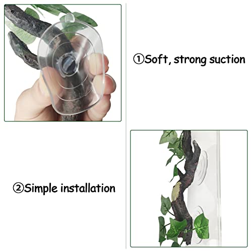 Fhiny 2 PCS Reptile Corner Branch, Resin Climb Tree Branch Decor with Leaves Tank Accessories Terrarium Plant Ornament with Suction Cup for Snake Lizard Bearded Dragons Gecko Climbing - Thumbnail 5