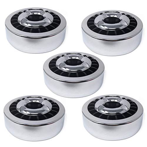 Starlet24 Gluttöter Aschenbecher für draußen Windaschenbecher Metall Ascher Ashtray stabil rund flach (5x Silber)