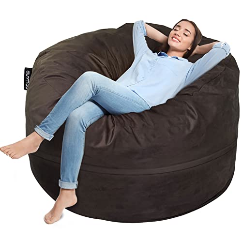 Anuwaa Bean Bag Chair Cover - Soft Suede Fabric Bean Bag Cover, Washable Lazy Sofa Bed Cover, Sack Bean Bag Chair For Adults And Teens, Living Room Furniture, 5Ft Coffee(Cover Only, No Filler) #TOP6
