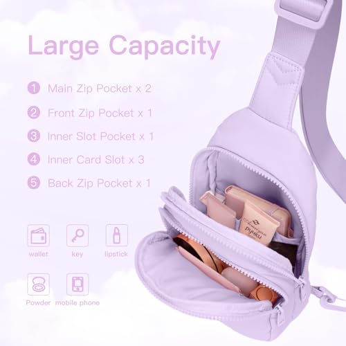 Image of Viverte Quilted Puffer Crossbody Bags for Girls Gifts for Teen Girls Sling Bag Lightweight Cross Body Bubble Purse Shoulder Bag for Travel (Lavender)