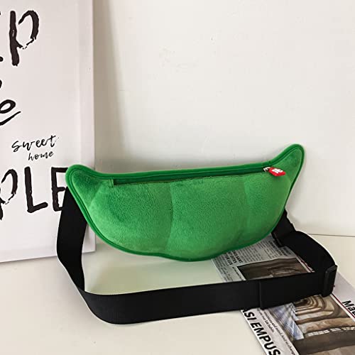 3D Pea Pod Sling Backpack Plush Edamame Purse Cute Soybean Chest Crossbody Shoulder Bags Green4