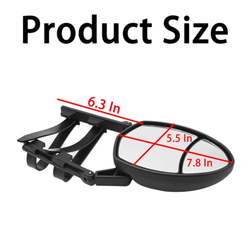 8sanlione Clamp-On Towing Mirror, Universal Car Side Mirror Extender, 360 Degree Rotation Adjustable Dual View Tow Mirror Extension, Auto Accessories for Truck, Trailer, RV, More Vehicle - Thumbnail 2