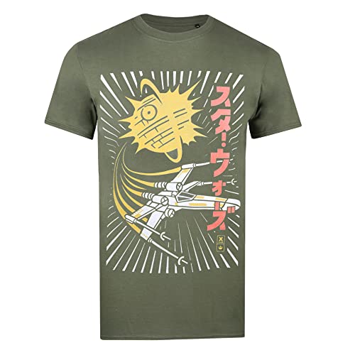 Cotton Soul Star Wars Rebel Attack, Unisex T Shirt, Military Green, X-Large