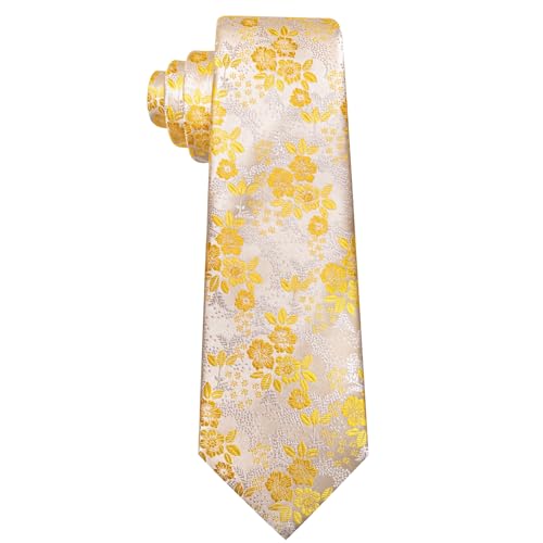 Image of Barry.Wang Men Tie Set Floral Paisley Silk Necktie Pocket Square Cufflinks Formal Wedding Party Business