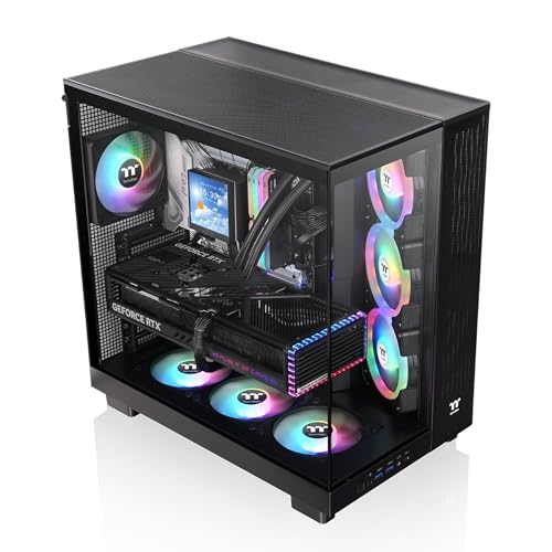 Image of Thermaltake View 380 XL TG ARGB; 4x120mm ARGB Lite Fans Included; 360mm Radiator Support; 420mm GPU Clearance; Hidden Connector Support; Dual Chamber; Black; CA-11E-00M1WN-00