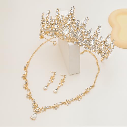 Tiaras and Crowns for women Bridal Jewelry Sets for Wedding Crystal Rhinestone Earrings Necklace Tiaras for Costume Prom Birthday Halloween Pageant Party4