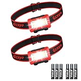 Linterna Frontal Led de Acampada y Marcha Luz Frontal Cabeza 3 Modos Luz Impermeable IPX4 Linternas a Pilas Trabajo Niños Mini Lámpara de Cabeza para Correr, Pesca (2 Pack)