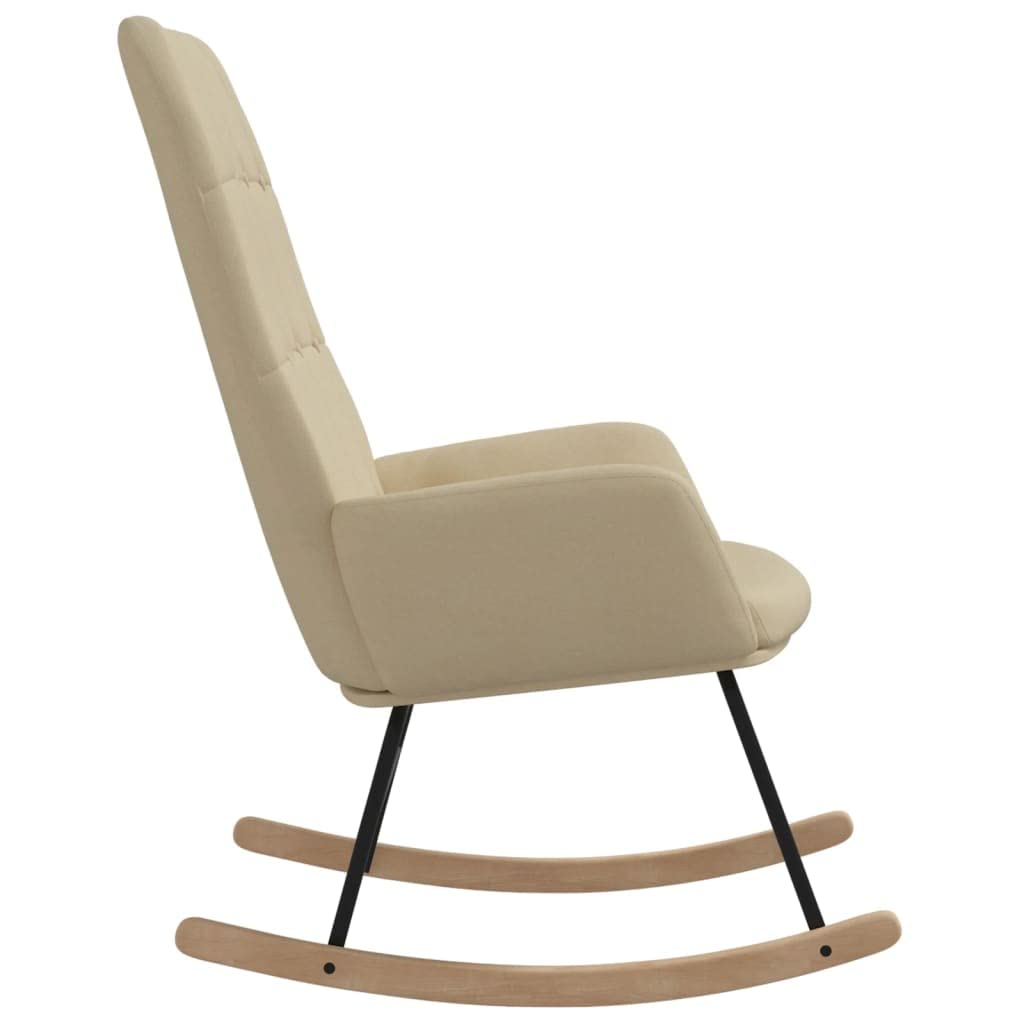 vidaXL Silla Mecedora de Tela Color Crema