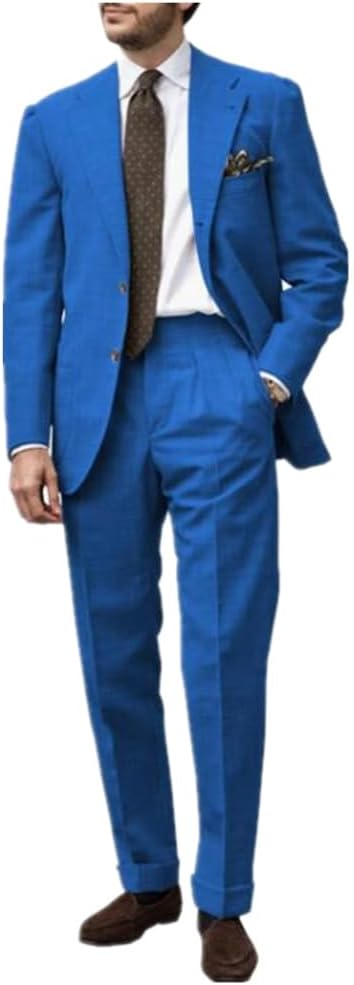 Linen Wedding 2Pcs Mens Suits Mens Tuxedo Beach Wedding Grooms