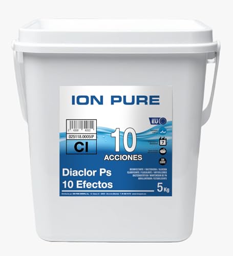 Cloro Total para Piscinas DIACLOR PS 10 Efectos 5 KG - 50 Pastillas de Cloro Multiacción (100 gr) - Tratamiento Profesional Completo
