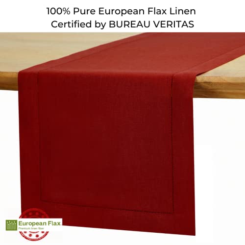 D'Moksha Homes Christmas Table Runner 100% Pure Linen Hemstitch Table Runners Machine Washable- Thanksgiving, Xmas Holidays - Image 2