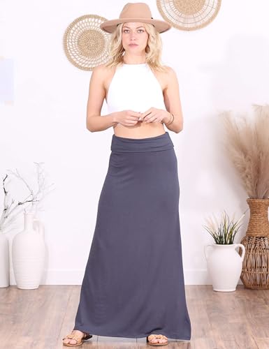 Image of Popana Long Maxi Skirt for Women, Flowy Long Skirts for Women | High Waisted Soft Trendy Rayon, Sundress Convertible Skirt, Long Length Bodycon Maxi Skirt, Petite and Plus Size