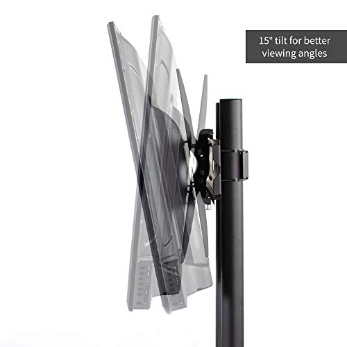 VIVO Mobile TV Cart for 32-65 inch LCD LED Plasma Flat Panel Screen TVs up to 110 lbs, Pro Height Adjustable Rolling Black Stand with Laptop Shelf