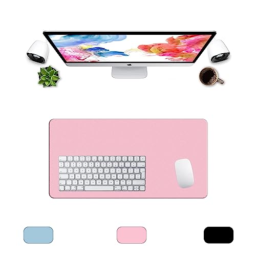 Tapis de souris XXL LL-COEUR en cuir rose protège-bureau anti-dérapant