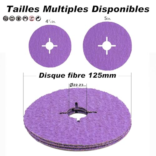 25 x Faserscheiben, 115 mm, Schleifpapier, Körnung 60, für Winkelschleifer, Keramik, Schleifscheiben aus Papier