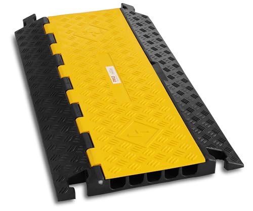 Pyle Durable Cable Protective Ramp Cover - Supports 33000lbs Five Channel Heavy Duty Cord Protection w/Flip-Open Top Cover, 31.5” x 17.5” x 1.77” Cable Concealer for Indoor Outdoor Use PCBLCO109