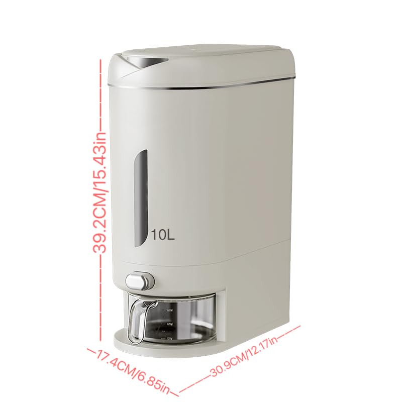 Reisbehälter mit Messbecher, verbesserte integrierte Frischebox, Müsli-Spender, Aufbewahrung mit Deckel, für Zuhause, Küche, Speisekammer, Reis, Sojabohnen, Maisgrau, 20 Stück