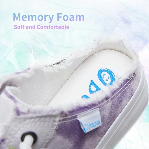 Image of Obtaom Women Canvas Mules Memory Foam Clipper Fashion Sneakers Comfortable Slip-On Mule Backless Holiday Shoes