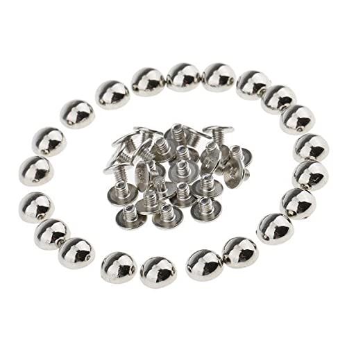 2x20 Pieces Mushroom Dome Rivets Studs Spikes for Leather Craft Bag 8mm Silver-image-3