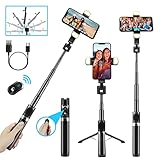【 114 cm Mejor Tamaño, Extensible y Plegable 】 El Selfie Stick presenta un diseño ergonómico oculto retráctil, con un tamaño plegado de 7,8" (20 cm) y una longitud extendida de hasta 44,88" (114 cm), pesa solo 190 gramos, es muy pequeño, fácil de transportar. fácil de poner en un bolsillo o mochila, será su compañero de viaje perfecto y registrará todas las cosas buenas de la vida con usted