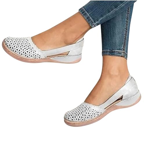 Womens Hollow Ballet Flats Casual Round Toe Low Heels Comfortable Vintage Leather Dress Shoes Walking Shoes Mary Janes2