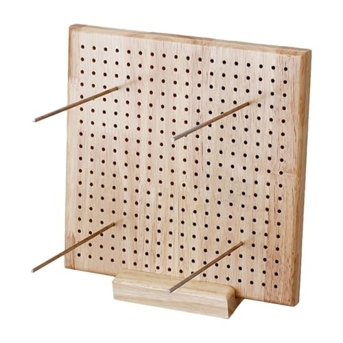 Tablero de madera para tejer sin bordes enrollados usando alfileres para crochet 3