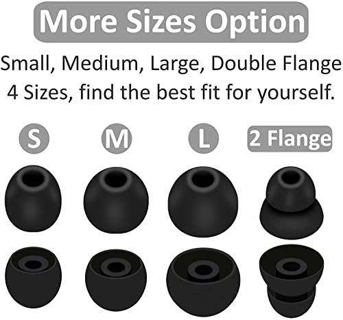 16Pcs Black Replacement Ear Tips Ear Buds Ear Gels For Beats By Dr Dre Powerbeat S Pro, Jnsa Eartips Earbuds Eargels For Powbeat Pro/Beat S Flex/Beat S X, Sml &Double Flange, Black #TOP1