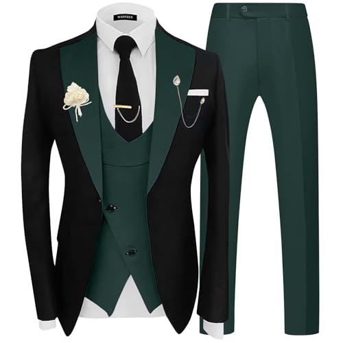 Wangyue 3 Piece Mens Tuxedo Suit Slim Fit Tuxedo for Men Double Breasted Wedding Prom Suits Blazer Vest Pants Sets 2025