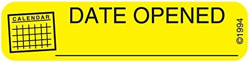 1-672 "Date Opened" Permanent Paper Label, 1 9/16" x 3/8", Yellow, Pack of 1000