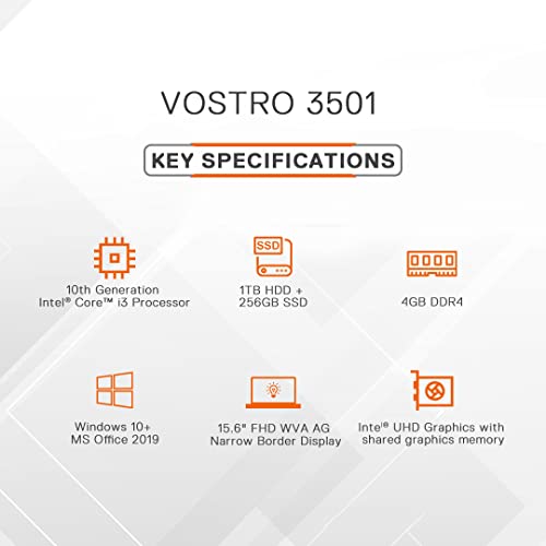 Image of Dell Vostro 15 3501 Laptop(2021) | 15.6'' Full HD| Intel Core i3 10th Gen | 4GB RAM- 1TB HDD+256GB SSD | Win 10+MS Office | Dune (D584003WIN8) 1.84 kg