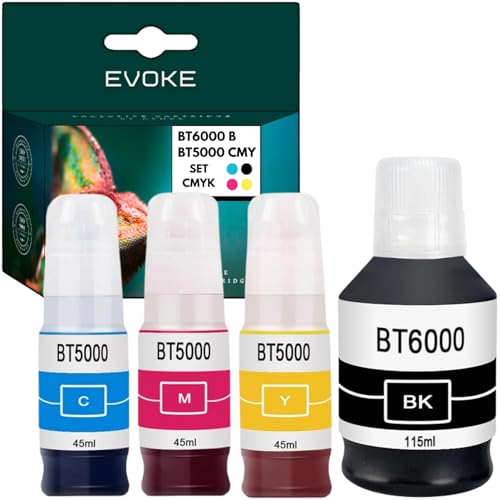EVOKE BT6000 BT5000 Tinta Compatible con Brother DCP-T220 T420W T425W T426W T500W T510W T520W T525W (Kit CMYK) 21400 páginas 265 ml