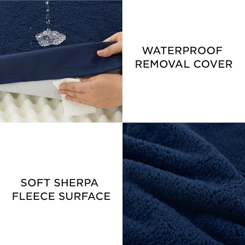 BEDSURE orthopädisches Hundebett Grosse Hunde - 91x69x7.6cm Hundekissen flauschig Hundematte waschbar Hundematratze in Navyblau für große Hunde