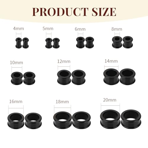 Uwiyo 20 Stück Silikon Flesh-Tunnel Set, 4-20mm Hollow Silikon Tunnel Plugs Ohrdehner Plug Ohr Expander Ohrplugs Flexible Stretching Expander Ohr Piercing Schmuck für Männer Frauen (Schwarz)
