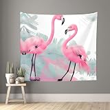 WXXWXD Tapiz con estampado de flamenco rosa, 152,4 x 129,5 cm, tela decorativa para sala de estar, dormitorio, pared