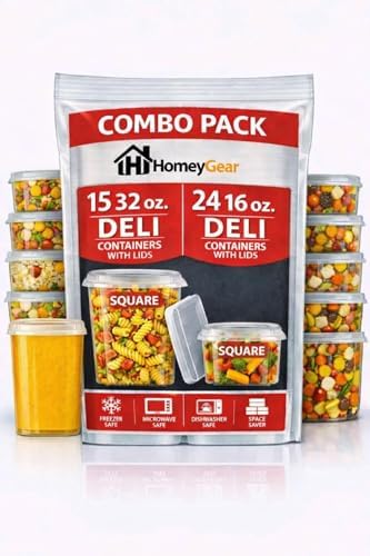 Square Deli Containers with Lids – Sturdy Leak-Resistant Food Storage for Soup, Meal Prep & Takeout – BPA-Free, Stackable Clear Plastic – Microwave, Freezer & Dishwasher Safe (16.32, ounces) image 5