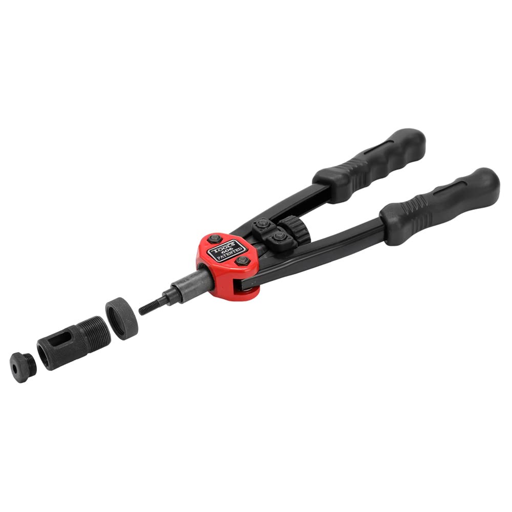 Ręczna Nitownica, Szybkie Narzędzie do Nitowania z 5 Głowicami do Nakrętek M3, M4, M5, M6, M8, Metalowy Ręczny Pistolet do Nitowania z Ergonomicznym Uchwytem, ​​dla