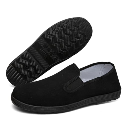 Zapatos chinos de tai chi, zapatos antiguos de Beijing, zapatos de artes marciales, zapatos de tela kung fu, mocasines de lona, unisex, Negro -, 9.5 Women/8 Men